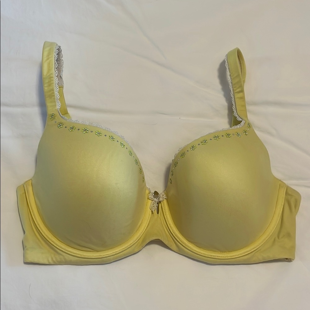 Victoria's Secret Yellow Lined Demi Bra with Underwire Support 34DD